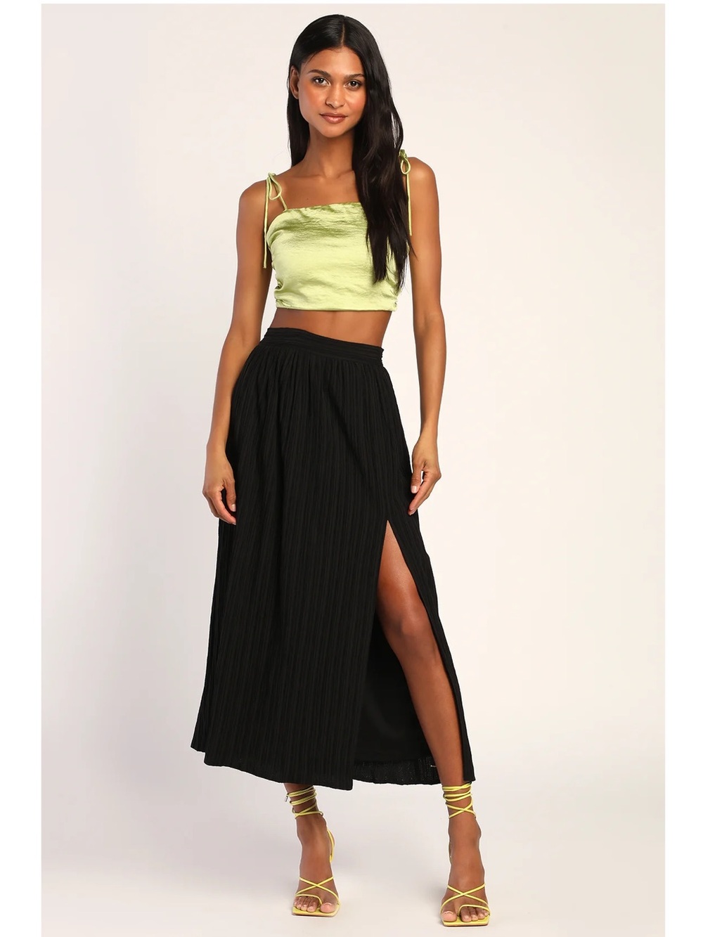 Lulus Midsummer Memories Black Mid-Rise Maxi Skirt Event Travel NWT Small